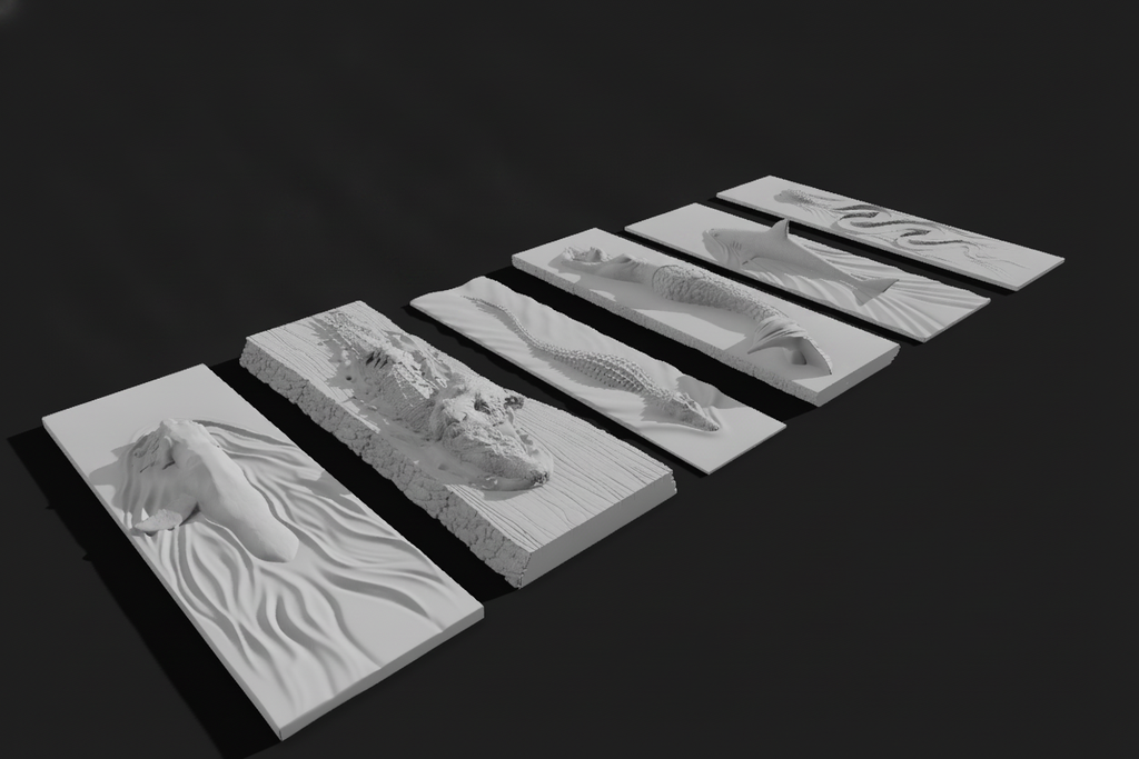 Mermaid Relief Panel Set — 3D Printed Wall Art (Set of 6)